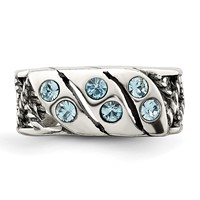 Sterling Silver Antiqued Blue Stellux Crystal Toe Ring view 4