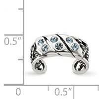 Sterling Silver Antiqued Blue Stellux Crystal Toe Ring view 2