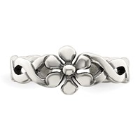 Sterling Silver Antiqued Floral Toe Ring view 5