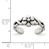 Sterling Silver Antiqued Floral Toe Ring view 3