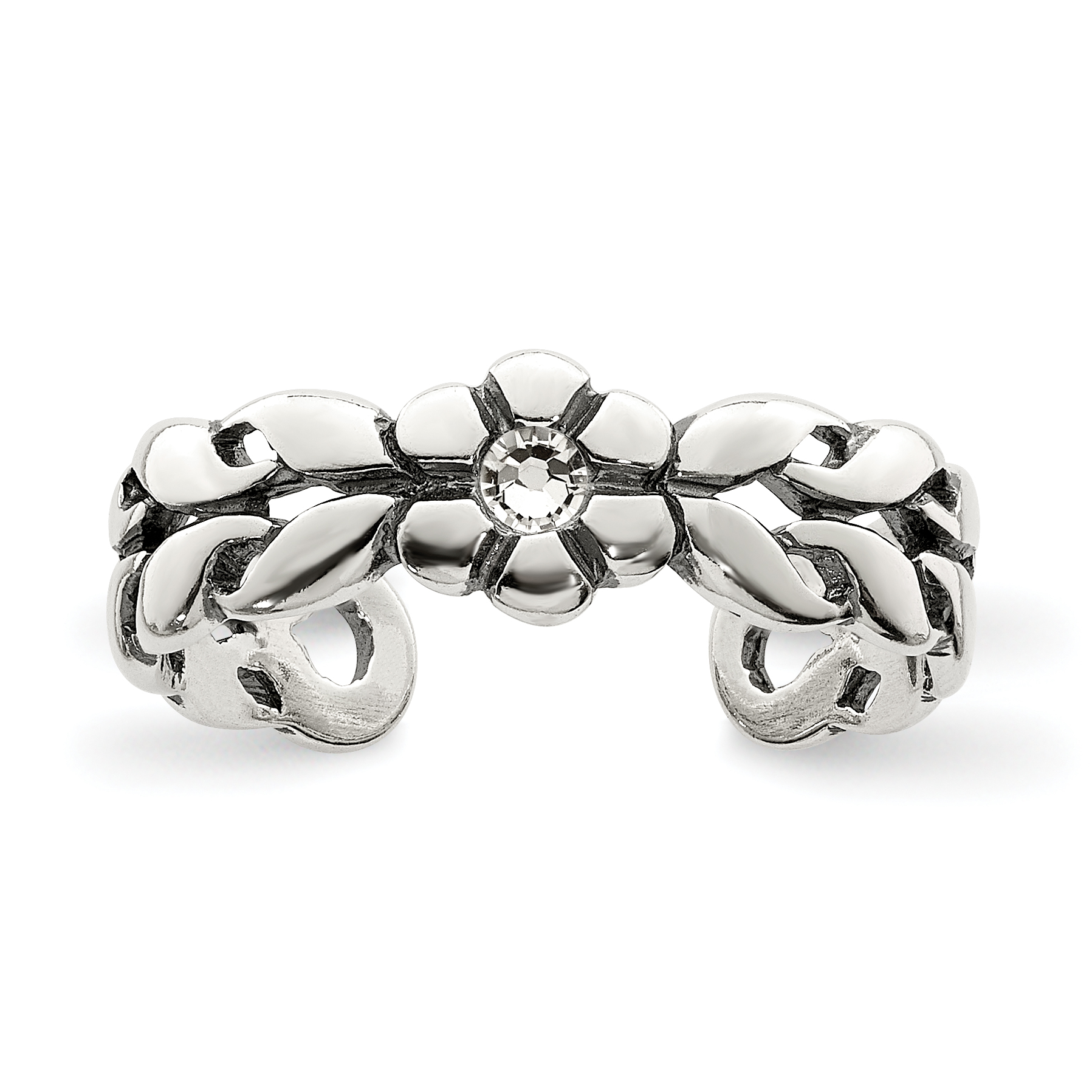 Sterling Silver Antiqued Stellux Crystal Toe Ring (QR1912)