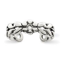Sterling Silver Antiqued Stellux Crystal Toe Ring view 1