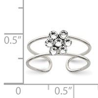 Sterling Silver CZ Flower Toe Ring view 3