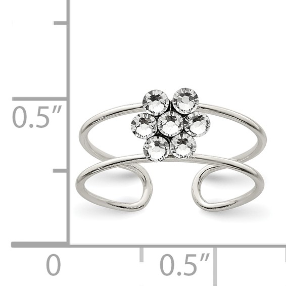 Sterling Silver CZ Flower Toe Ring