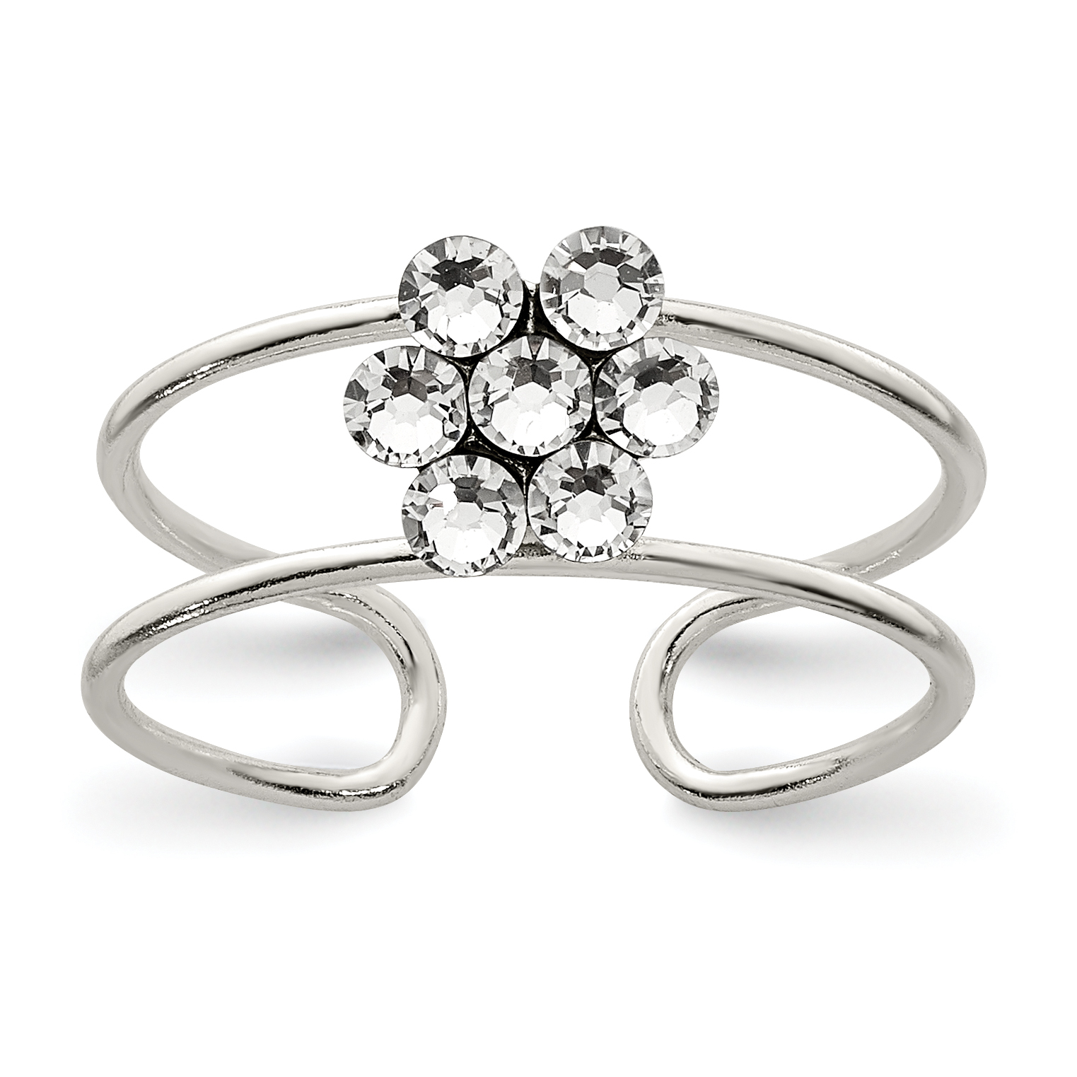 Sterling Silver CZ Flower Toe Ring (QR1920)