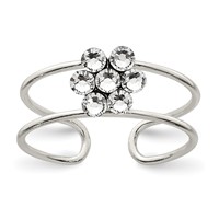 Sterling Silver CZ Flower Toe Ring view 1