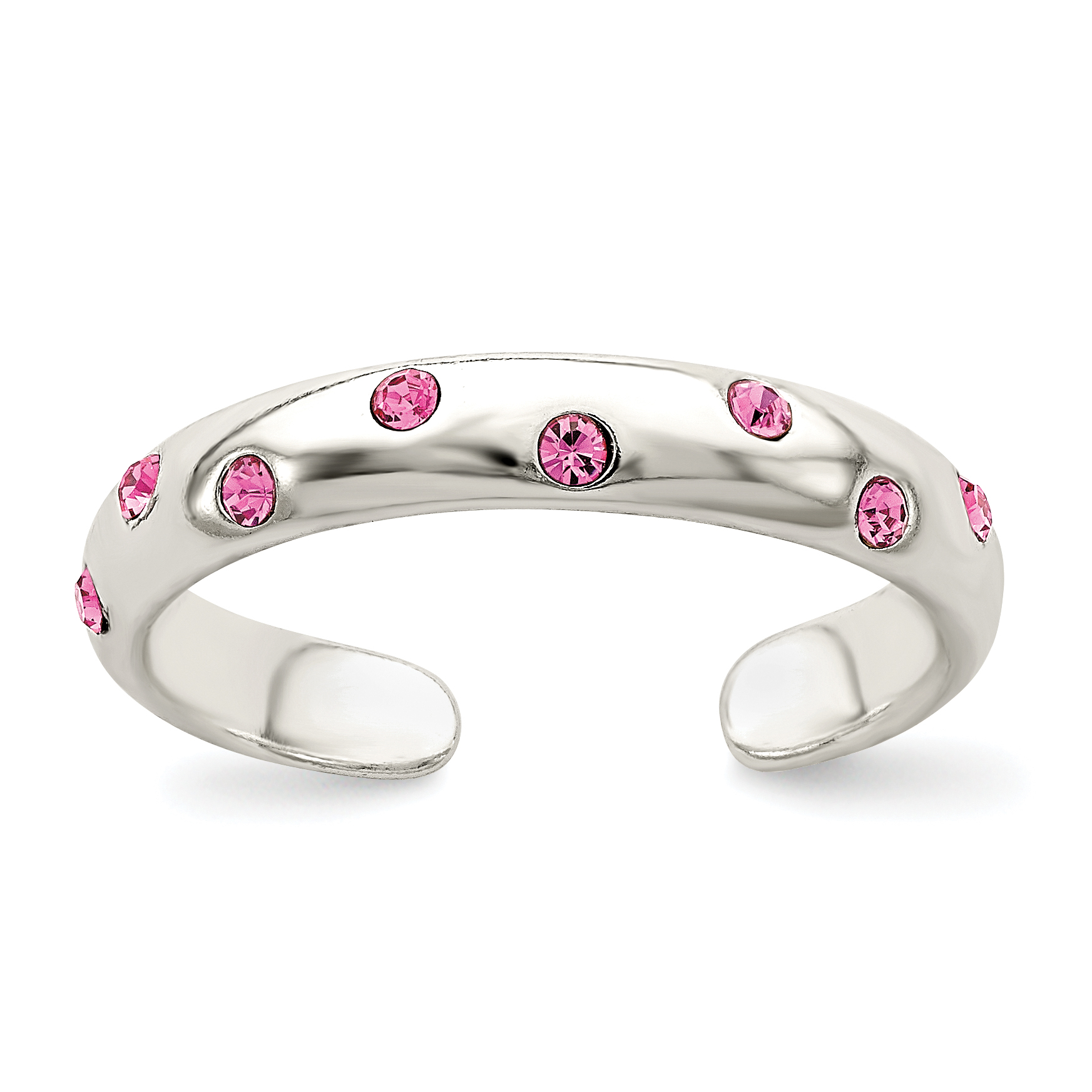 Sterling Silver Pink CZ Toe Ring (QR1921)