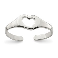 Sterling Silver Heart Toe Ring view 1