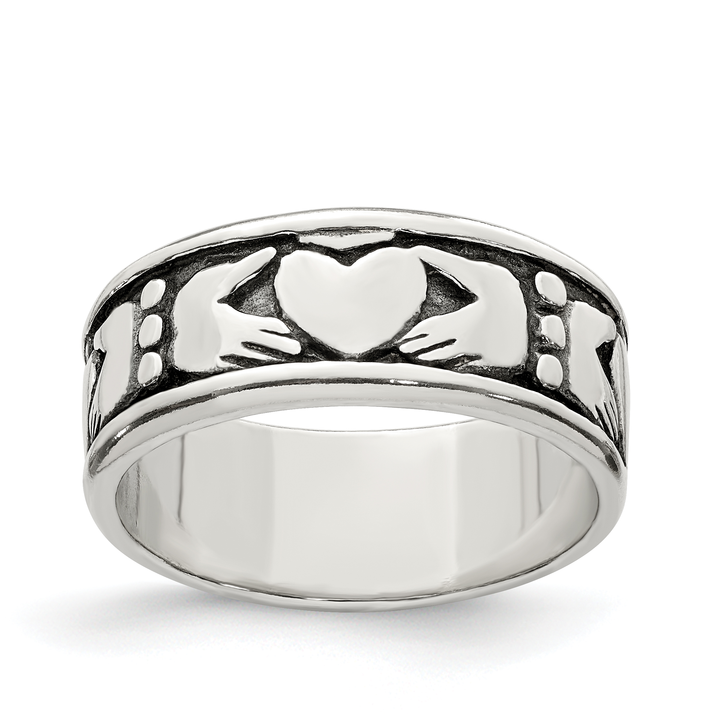 Sterling Silver Claddagh Design Ring (QR1951-11)