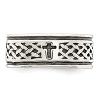 Sterling Silver Cross & Weave Design Ring view 5