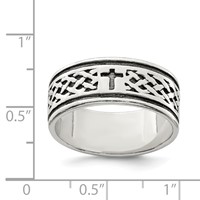 Sterling Silver Cross & Weave Design Ring view 3