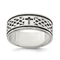 Sterling Silver Cross & Weave Design Ring view 1