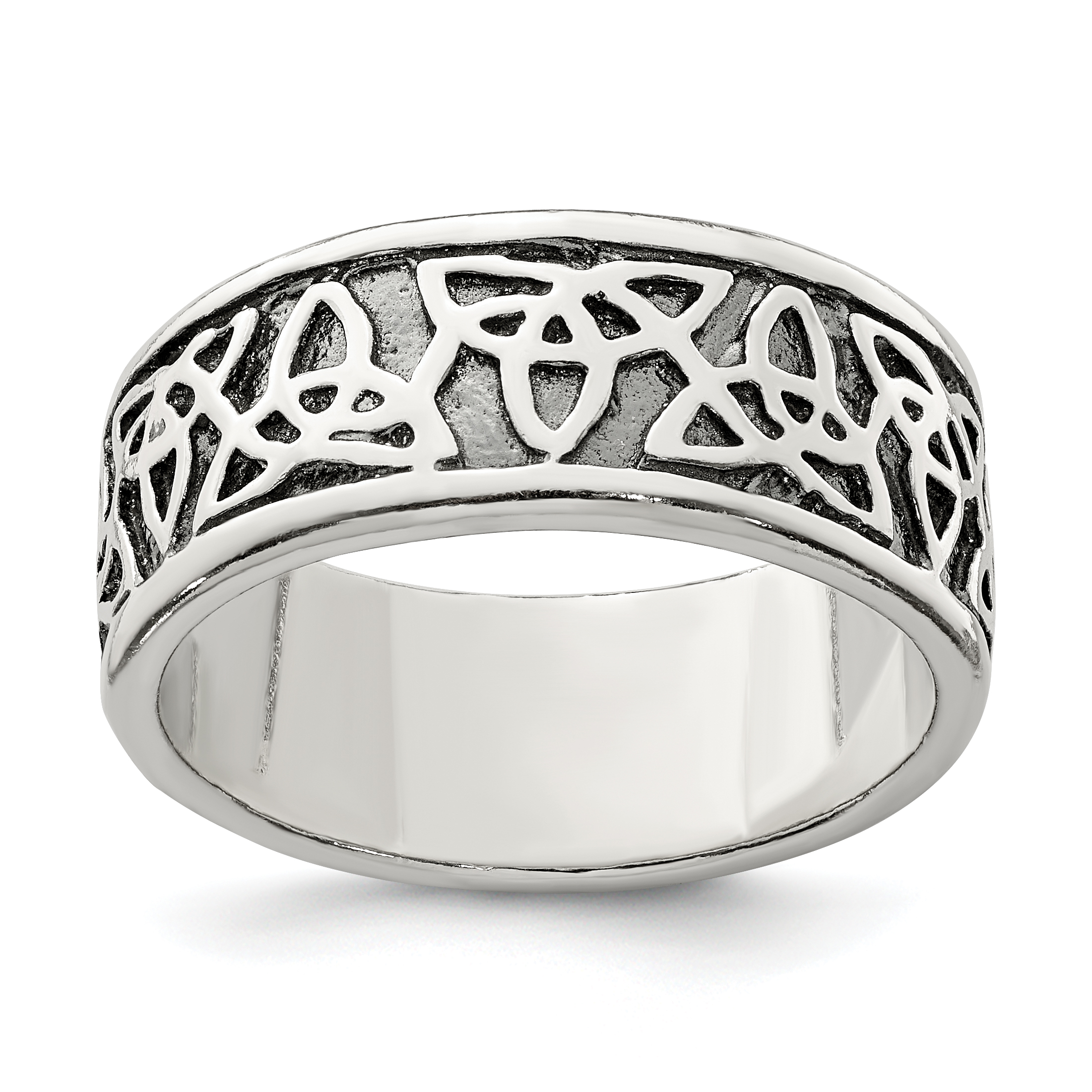 Sterling Silver Antiqued Celtic Knot Ring (QR1960-10)