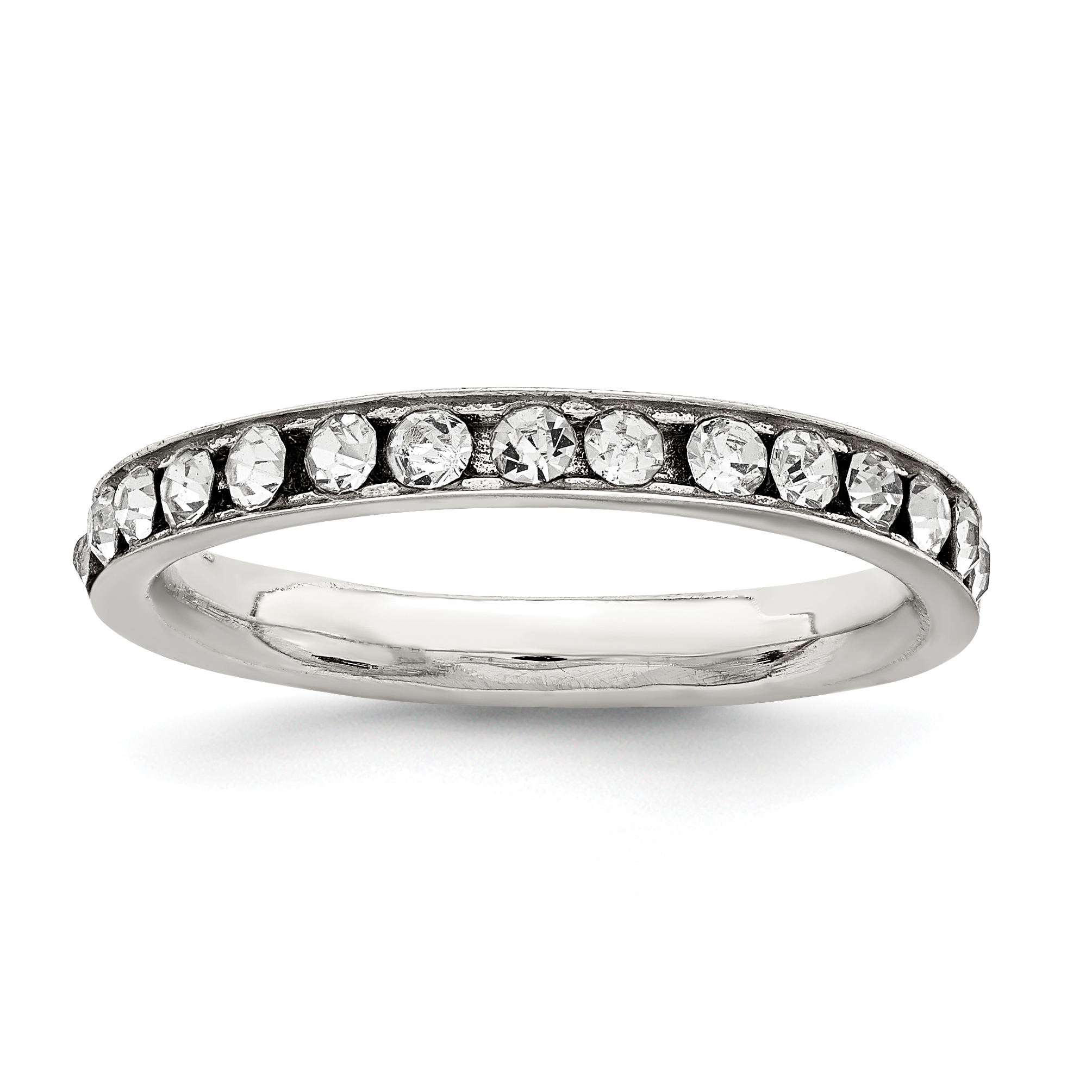 Sterling Silver Rhodium-plated Crystal Eternity Band (QR1964-6)
