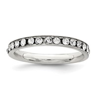 Sterling Silver Rhodium-plated Crystal Eternity Band view 1