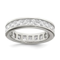 Sterling Silver Rhodium-plated CZ Eternity Band view 1