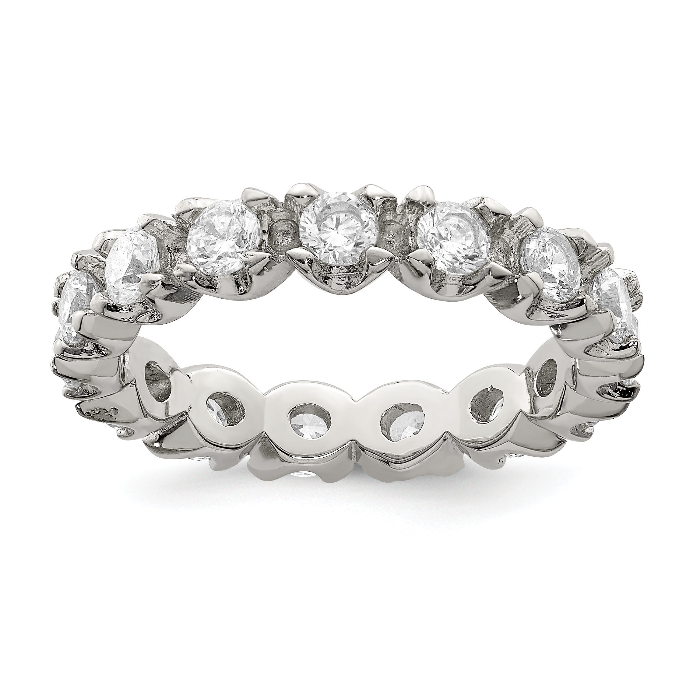 Sterling Silver Rhodium-plated CZ Eternity Ring (QR1977-6)