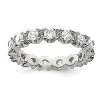 Sterling Silver Rhodium-plated CZ Eternity Ring view 1