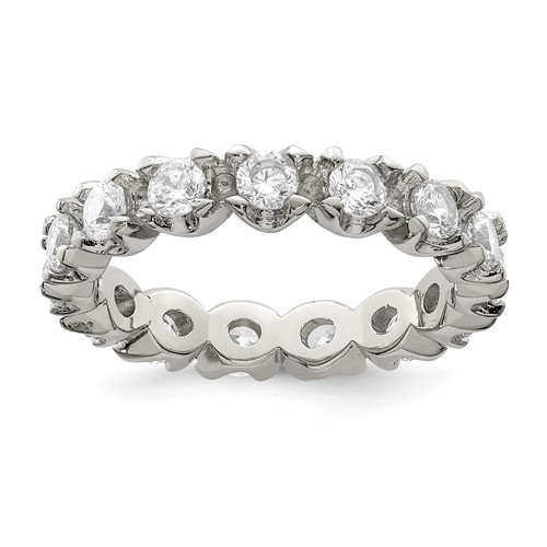 Sterling Silver Rhodium-plated CZ Eternity Ring