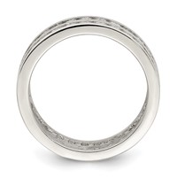 Sterling Silver Rhodium-plated Double Row CZ Band view 2