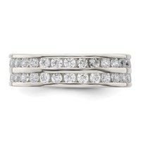 Sterling Silver Rhodium-plated Double Row CZ Band view 4