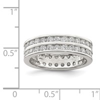 Sterling Silver Rhodium-plated Double Row CZ Band view 3