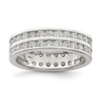 Sterling Silver Rhodium-plated Double Row CZ Band view 1