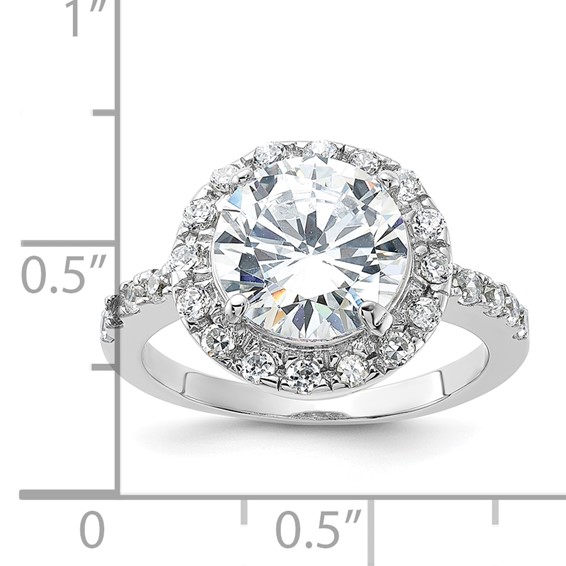 Sterling Silver Rhodium-plated CZ Ring