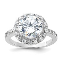 Sterling Silver Rhodium-plated CZ Ring view 1