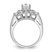 Sterling Silver Rhodium-plated Marquise Shape Center CZ Ring view 2