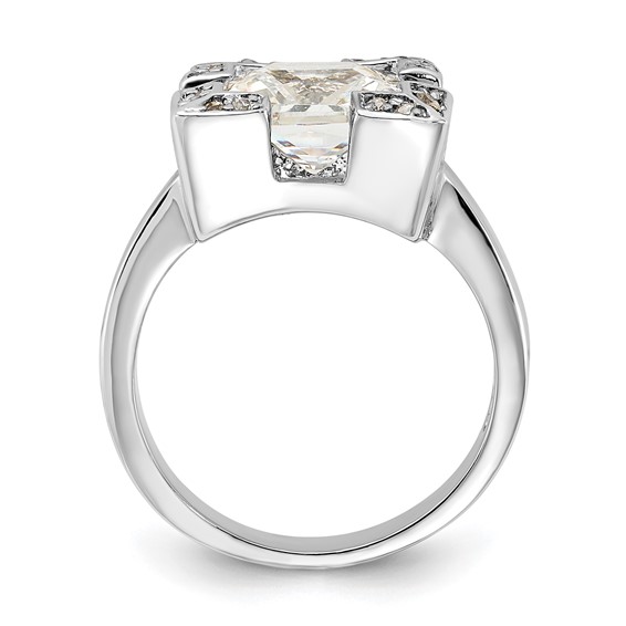 Sterling Silver Polished Square CZ Ring