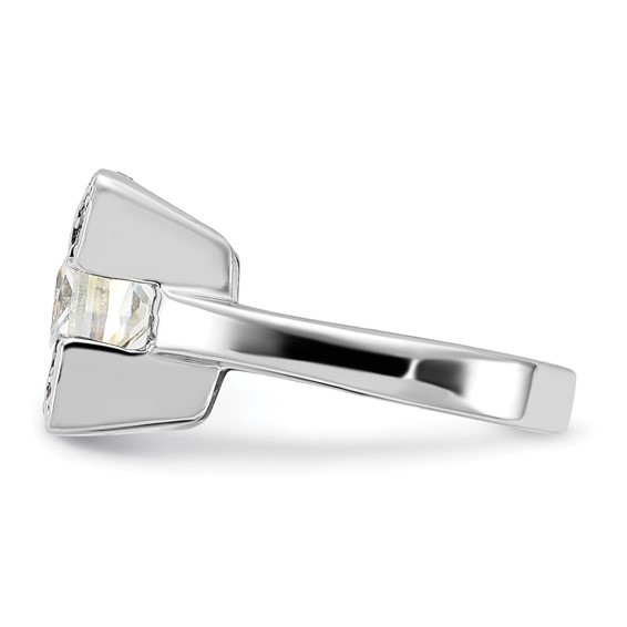 Sterling Silver Polished Square CZ Ring