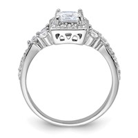 Sterling Silver Rhodium-plated Square CZ Ring view 2