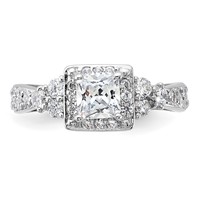 Sterling Silver Rhodium-plated Square CZ Ring view 5