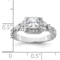 Sterling Silver Rhodium-plated Square CZ Ring view 3