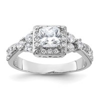 Sterling Silver Rhodium-plated Square CZ Ring view 1