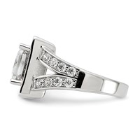 Sterling Silver Ring with Rose-tone Vermeil Polished Square Pink & Clear CZ view 4