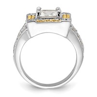 Sterling Silver Polished Yellow & Clear CZ Square Halo Ring view 2
