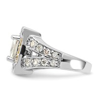 Sterling Silver Polished Yellow & Clear CZ Square Halo Ring view 4