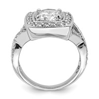 Sterling Silver Rhodium-plated Round 8.10mm CZ Ring view 2