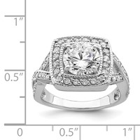 Sterling Silver Rhodium-plated Round 8.10mm CZ Ring view 3