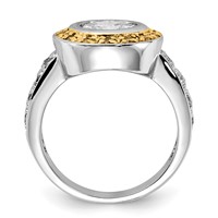 Sterling Silver & Gold-tone Vermeil Polished Yellow & Clear CZ Circle Ring view 2