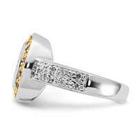 Sterling Silver & Gold-tone Vermeil Polished Yellow & Clear CZ Circle Ring view 4