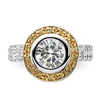 Sterling Silver & Gold-tone Vermeil Polished Yellow & Clear CZ Circle Ring view 5