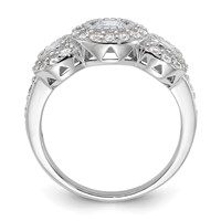 Sterling Silver Rhodium-plated CZ 3-stone Ring view 2