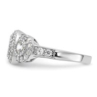 Sterling Silver Rhodium-plated CZ 3-stone Ring view 4