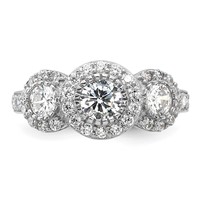 Sterling Silver Rhodium-plated CZ 3-stone Ring view 5