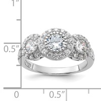 Sterling Silver Rhodium-plated CZ 3-stone Ring view 3