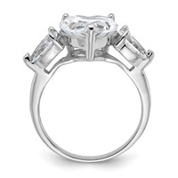 Sterling Silver Rhodium-plated Heart Shape Center CZ 3-Stone Ring view 2