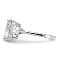 Sterling Silver Rhodium-plated Heart Shape Center CZ 3-Stone Ring view 4